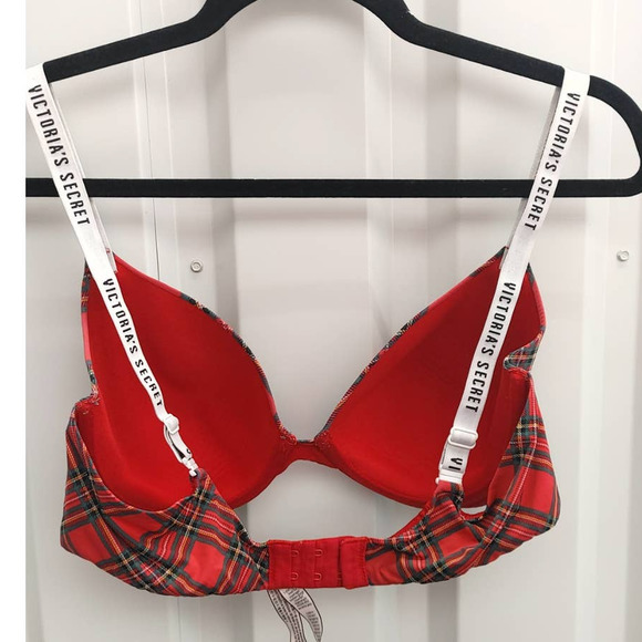 Victoria's Secret Bra T-Shirt Lightly Lined Full Coverage 36C Red Plaid - Picture 5 of 5